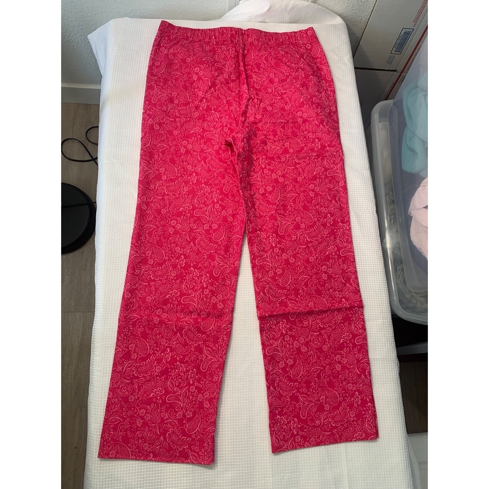 (B-37) Isaac Mizrahi Live QVC Pink Paisley Pull On Pants Women's Size 12 New - Picture 3 of 10
